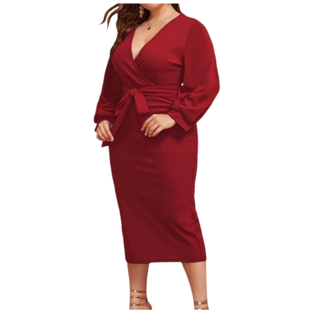 Shein | Long Sleeve Dark Red Dress